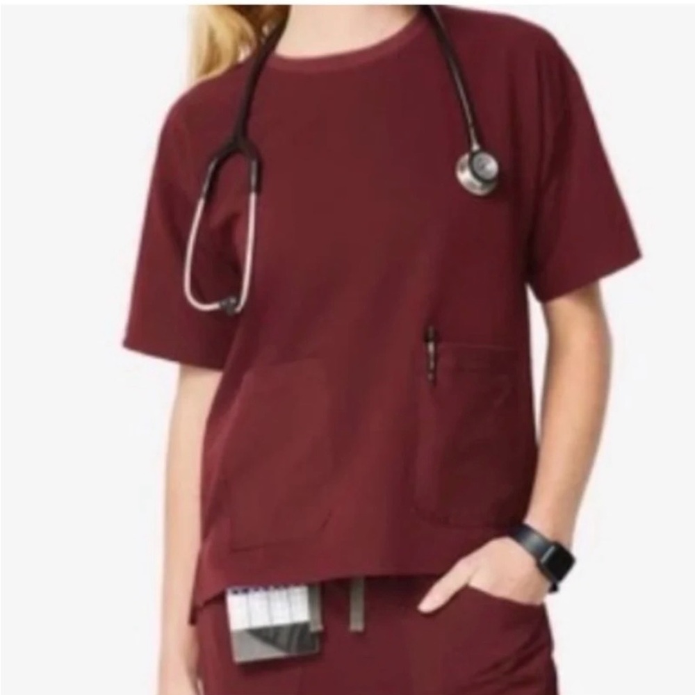 SOLD NA Figs Burgundy Bene Scrub Top XXL